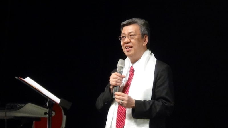 台湾的副总统陈建仁出席佛教徒为西藏精神领袖达赖喇嘛举办的祝寿会。(记者夏小华摄)