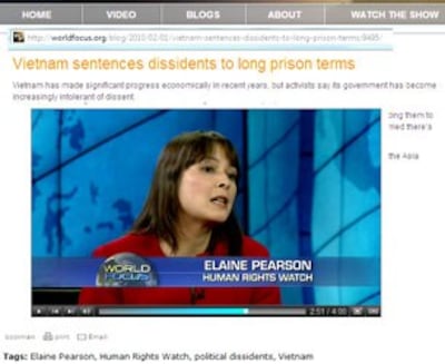 Bà Elaine Pearson, thuộc Tổ Chức Theo Dõi Nhân Quyền