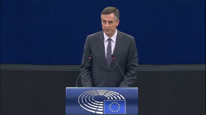 “共同外交暨安全政策”提案人麦卡利斯特(David McAllister)表示，欧盟需要实现发展全球领导角色的战略目标。(蔡凌拍摄 网站 会议)