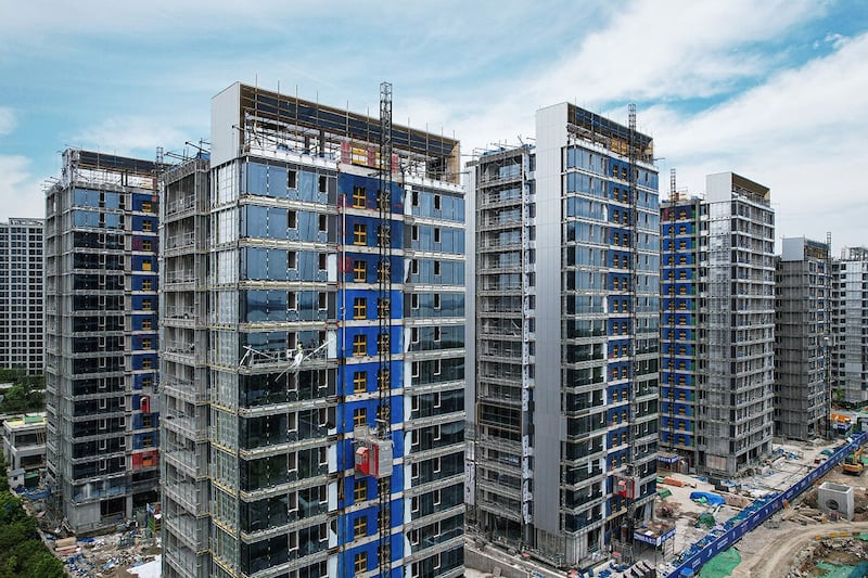 2024年5月9日所拍摄的万科房地产公司在浙江杭州开发的住宅楼项目(法新社)