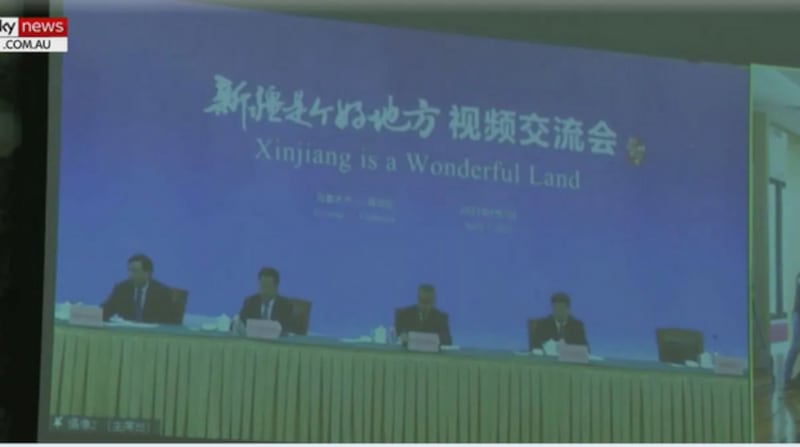 中国驻澳大利亚大使馆4月7日发布一部题为《新疆是个好地方》的政治宣传片(网站截图)