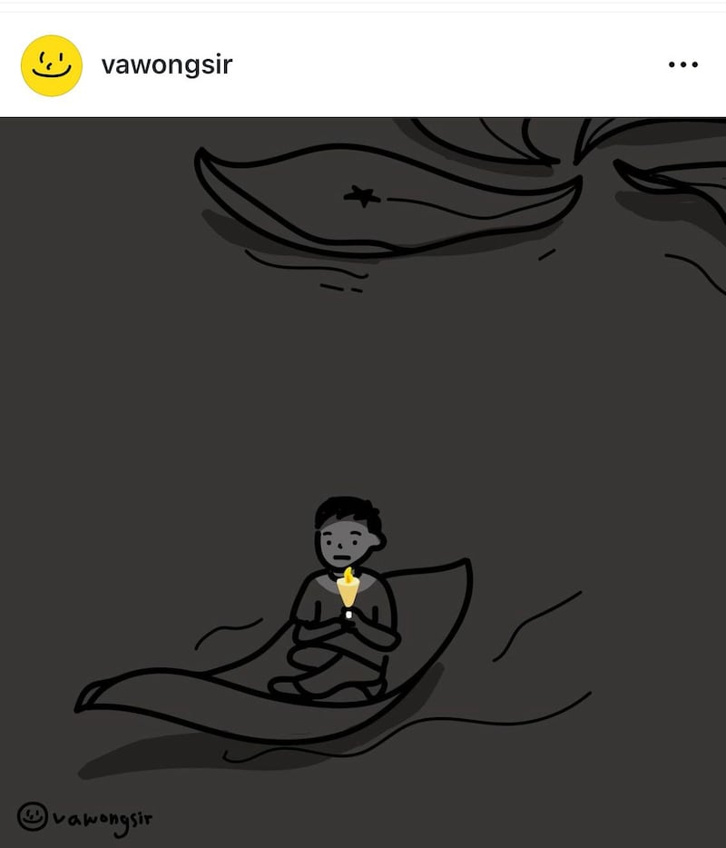 香港插画家VAWONGSIR发表六四插画,以画表达拒絶遗忘。(VAWONGSIR IG截图)