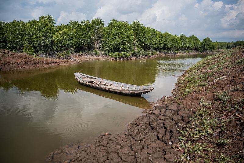 A canal filled with briny water in the Mekong Delta’s Ben Tre is seen April 29, 2017.
